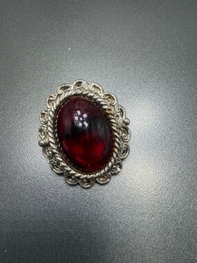 Vintage Scarf Clip Red Art Glass #436SC